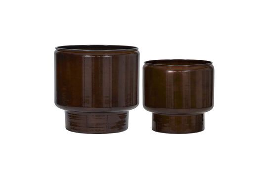 Lot de 2 cache-pots en métal marron Pile