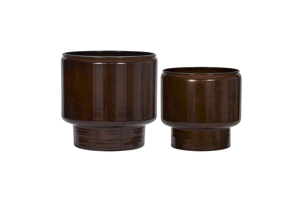 Lot de 2 cache-pots en métal marron Pile House Doctor