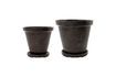 Miniature Lot de 2 grands cache-pots en grès marron Flower 1