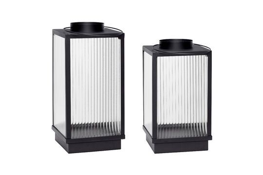 Lot de 2 lanternes en verre noir Ripple Détouré