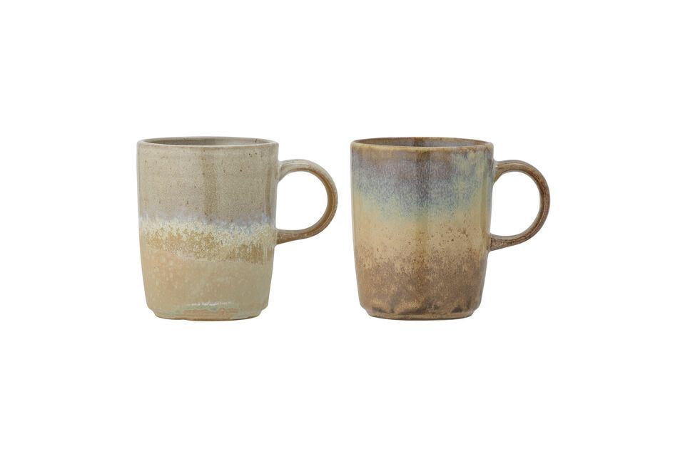 Lot de 2 mugs en grès marron Dahlia Bloomingville