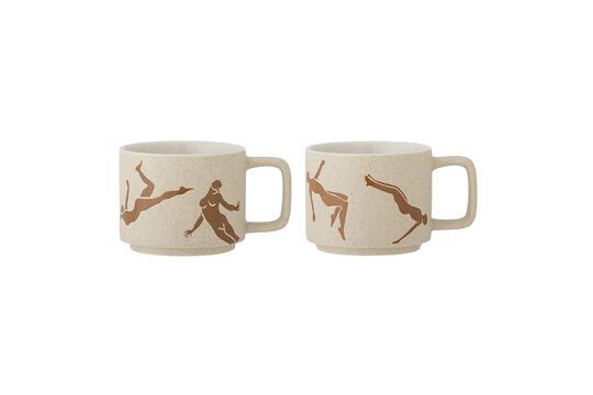 Lot de 2 mugs en grès marron Harlow Détouré