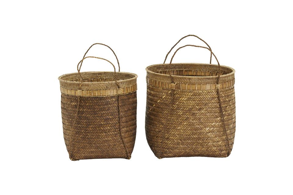 Lot de 2 paniers en bambou clair Balie House Doctor