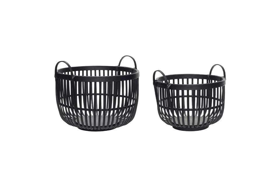 Lot de 2 paniers en bambou noir Alchemy Hübsch