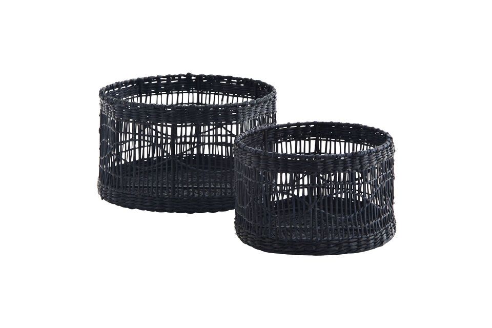 Lot de 2 paniers en fibre naturelle noire Sigrace Madam Stoltz