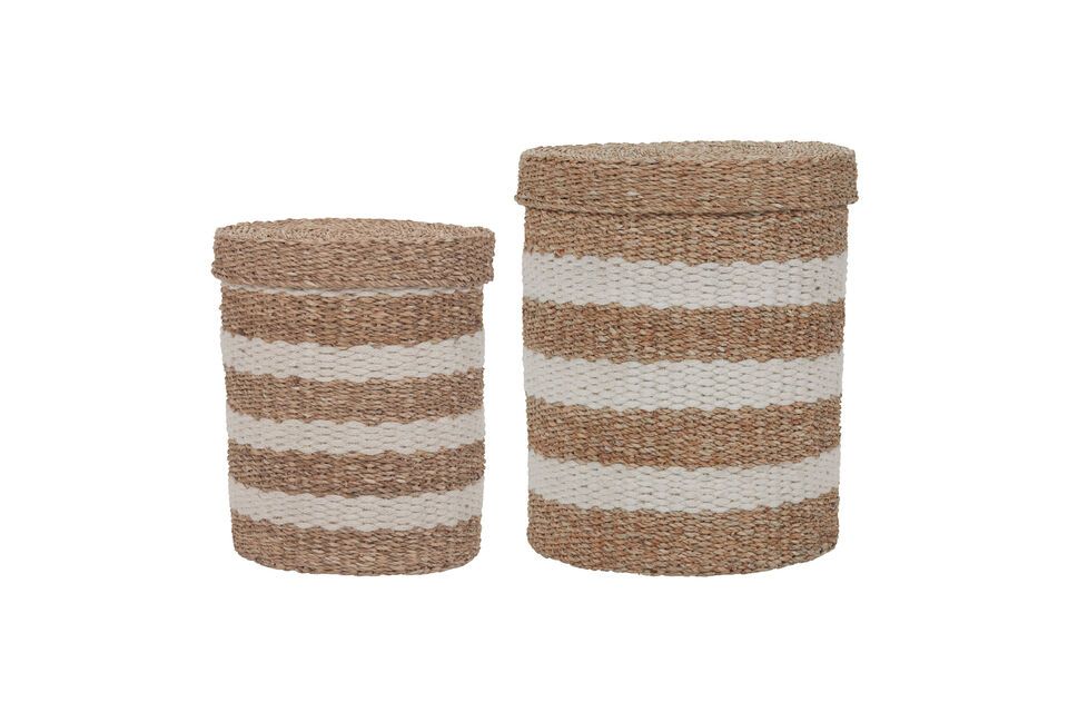 Lot de 2 paniers en fibres naturelles clair et blanc Geet House Doctor