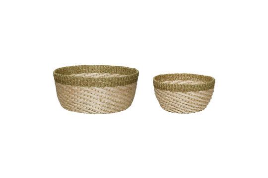 Lot de 2 paniers en fibres naturels khaki Palm