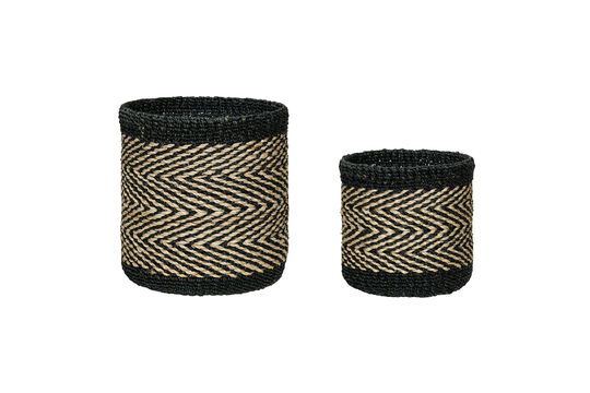 Lot de 2 paniers en fibres naturels noir Criss