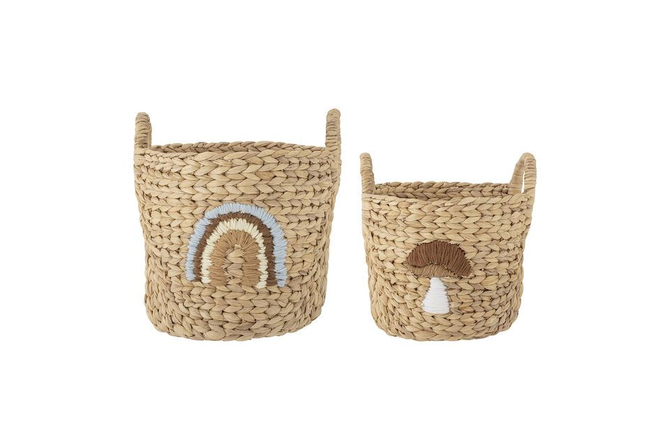 Lot de 2 paniers en jacinthe d'eau nature Agnes Bloomingville