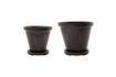 Miniature Lot de 2 petits cache-pots en grès marron Flower 1