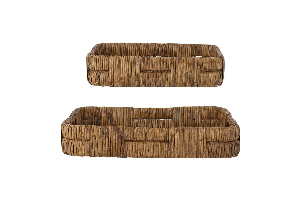 Lot de 2 plateaux de service en rotin marron Diann Bloomingville