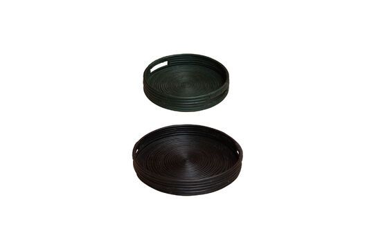 Lot de 2 plateaux en rotin noir et vert Noir Détouré