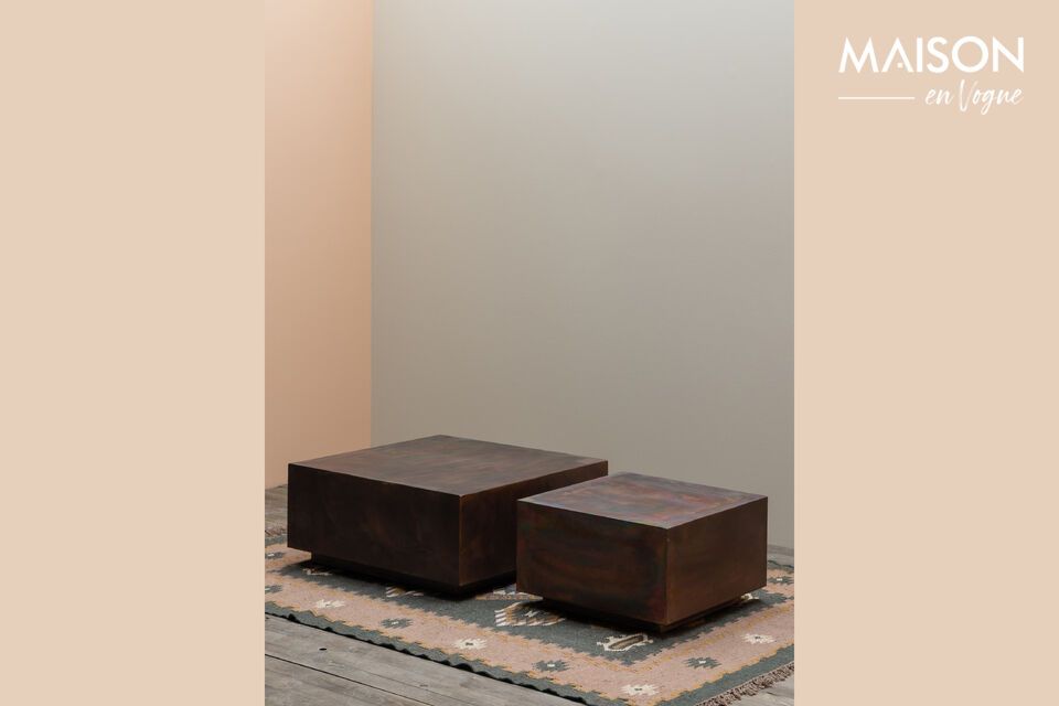 Lot de 2 tables basses en métal marron Square Chehoma