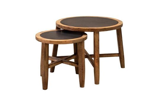 Lot de 2 tables d'appoint en bois foncé Cap Détouré