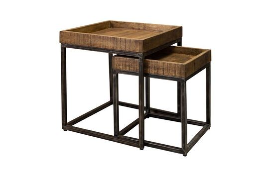 Lot de 2 tables d'appoint en bois foncé Revol Détouré