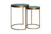 Miniature Lot de 2 tables d'appoint en céramique bleu et or Praia 4