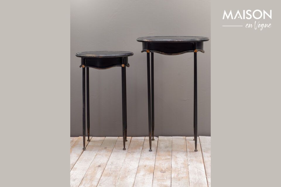 Lot de 2 tables d'appoint en métal noir Orléans Chehoma