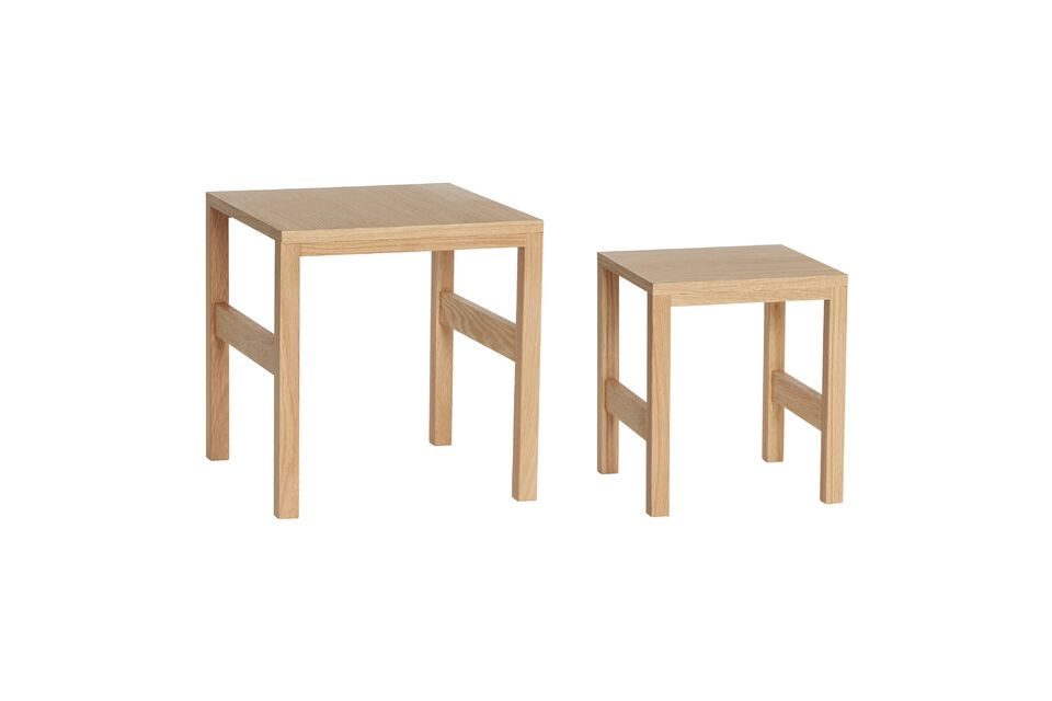 Lot de 2 tables d'appoint en placage de chêne clair Puzzle Hübsch