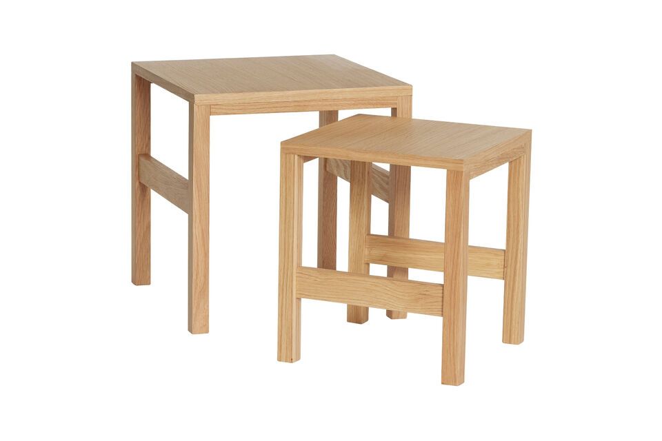 Redéfinissez l\'esthétique de votre espace de vie avec le lot de 2 tables d\'appoint en placage de