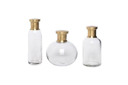 Lot de 3 bocaux en verre transparent Laiton Détouré