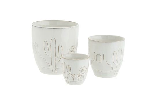 Lot de 3 cache-pots en grès blanc Myfly