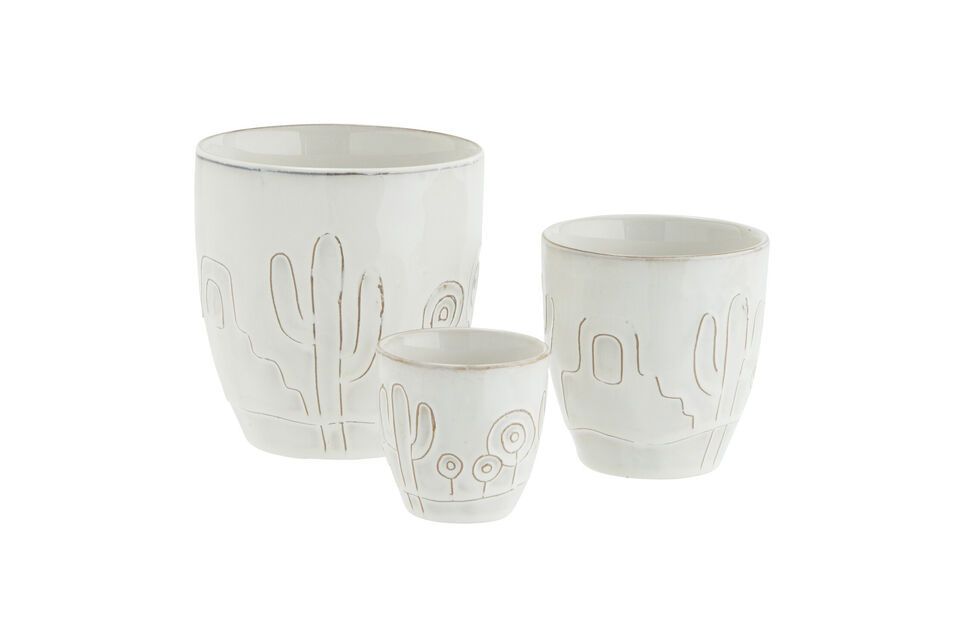 Lot de 3 cache-pots en grès blanc Myfly Madam Stoltz