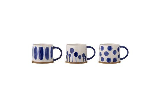 Lot de 3 mugs en grès bleu Linora Détouré