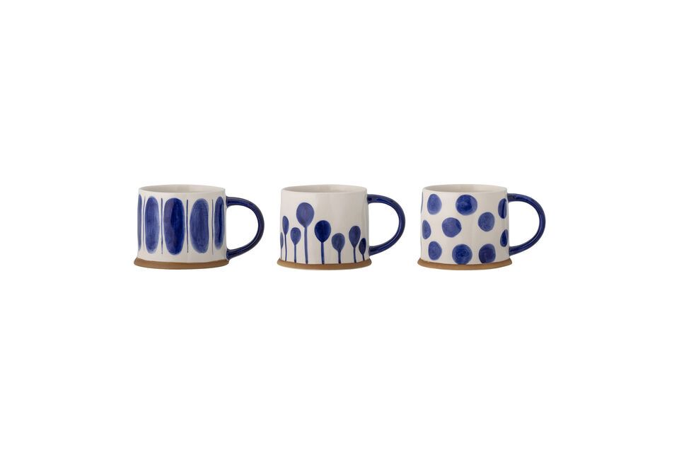 Lot de 3 mugs en grès bleu Linora Bloomingville