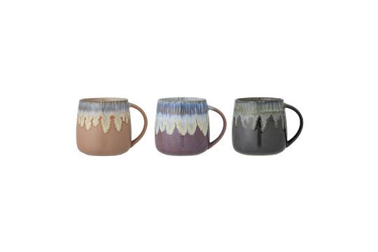 Lot de 3 mugs en grès multicolore Cloe Détouré