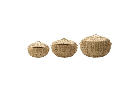 Lot de 3 paniers en fibres naturelles clair Rata Détouré