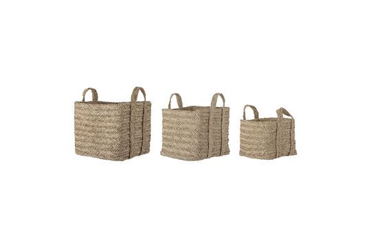 Lot de 3 paniers en herbier marin nature Kayes Détouré