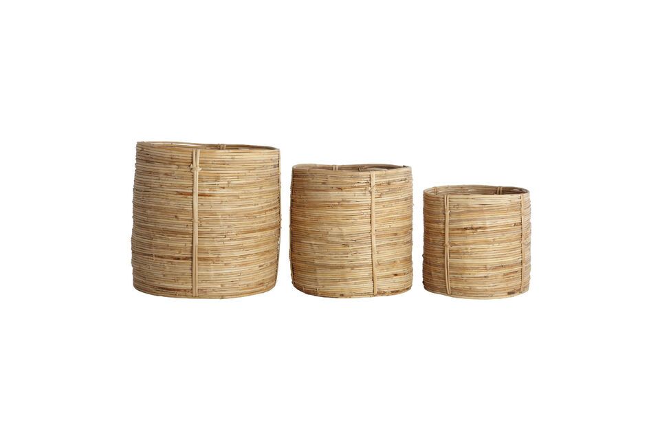 Lot de 3 paniers rond en rotin clair Chaka House Doctor