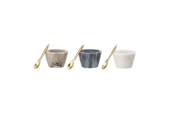 Lot de 3 pots à sel avec cuillère en marbre blanc Rosamynthe Détouré