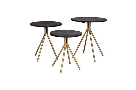 Lot de 3 tables d'appoint en bois noir Supremes Détouré