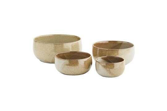 Lot de 4 bol en grès beige marron Cerening Détouré