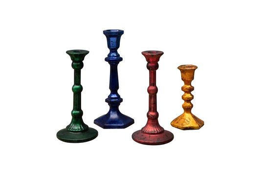 Lot de 4 bougeoirs en verre multicolore Naos Détouré