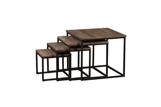 Lot de 4 tables d'appoint en teck marron Wicket Détouré