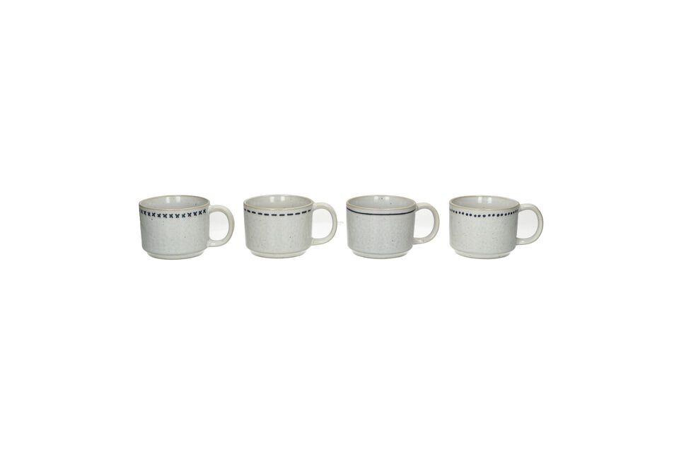 Lot de 4 tasses en grès blanc Tulua Pomax