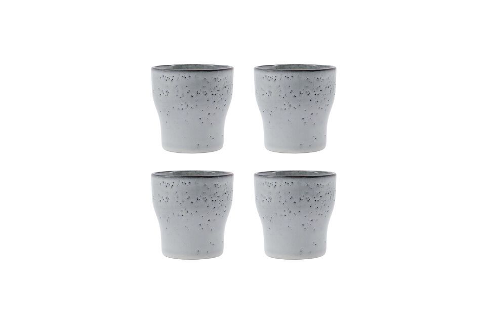 Lot de 4 tasses en grès gris clair Liss House Doctor