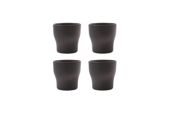 Lots de 4 tasses en grès gris foncé Liss