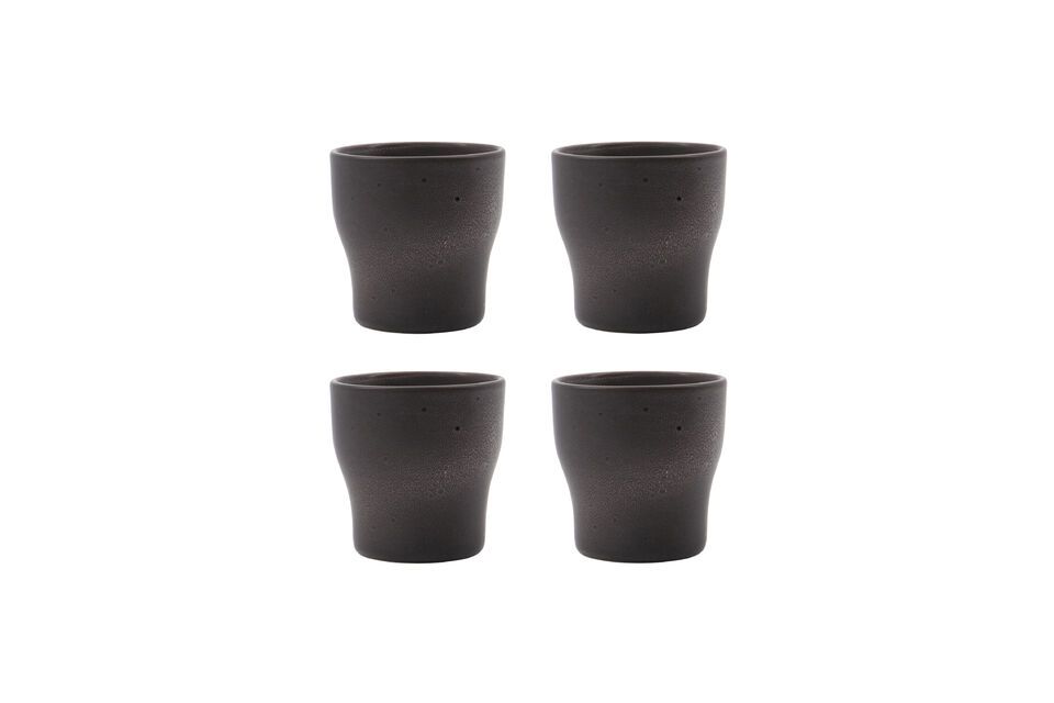 Lots de 4 tasses en grès gris foncé Liss House Doctor