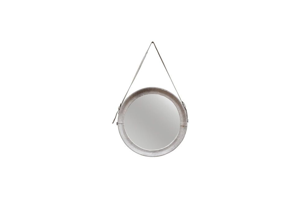 Miroir en peau de vache blanc Grise Chehoma