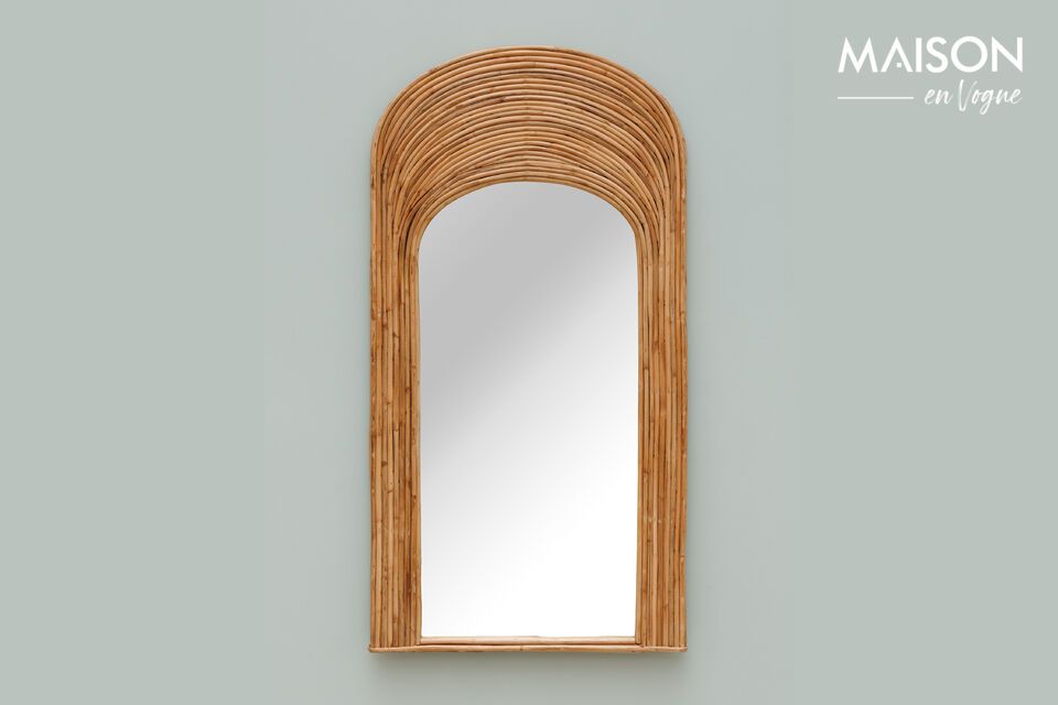 Miroir en rotin beige Barbade Chehoma