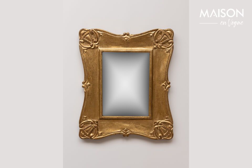 Miroir rectangulaire en bois or Doré Chehoma