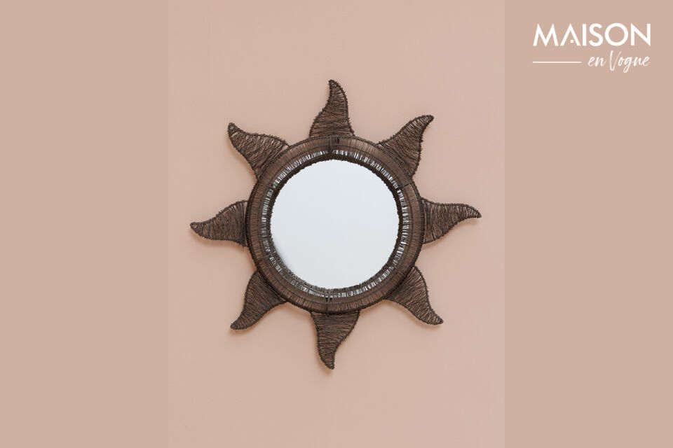 Miroir rond en métal marron Soleil Chehoma