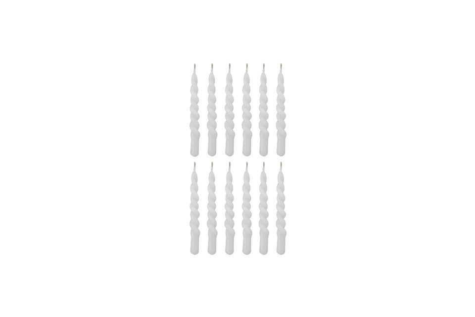 Pack de 12 bougies en paraffine blanc Twist Bloomingville