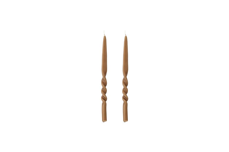 Pack de 2 bougies en parafine marron Twist Bloomingville