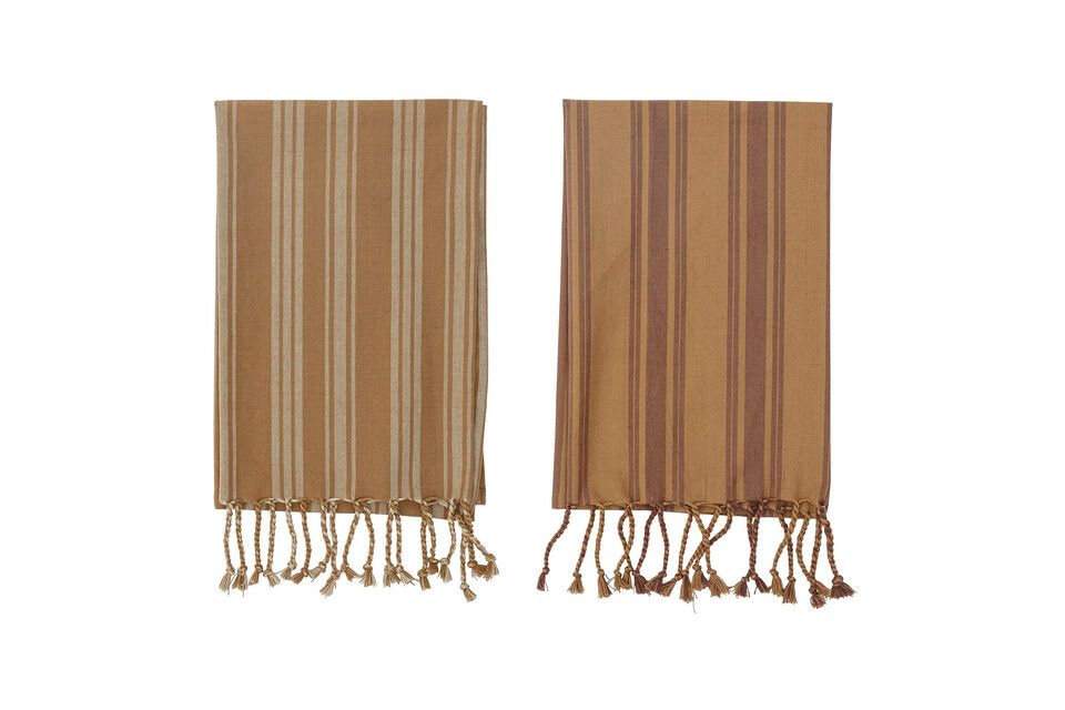 Pack de 2 torchons de cuisine en coton marron Elyza Bloomingville