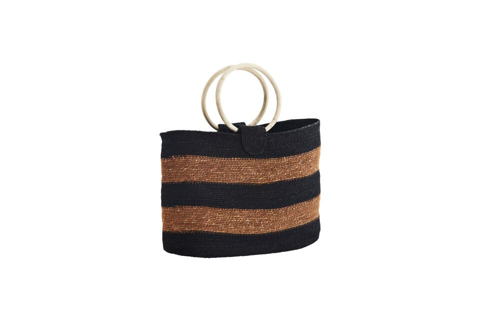 Panier en fibre naturelle noir et orange Hanbag Madam Stoltz