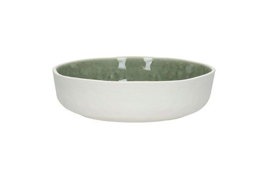 Petite assiette creuse en porcelaine blanc et vert pâle Spiro Détouré